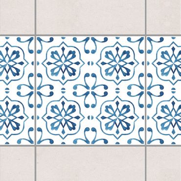 Bordo adesivo per piastrelle - Blue White Pattern Series No.4 10cm x 10cm