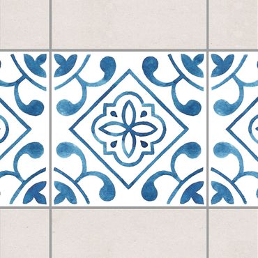 Bordo adesivo per piastrelle - Pattern Blue White Series No.2 10cm x 10cm