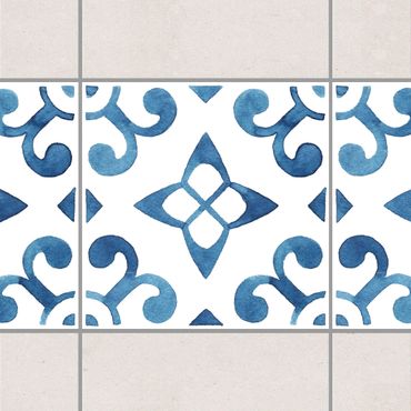 Bordo adesivo per piastrelle - Pattern Blue White Series No.5 10cm x 10cm