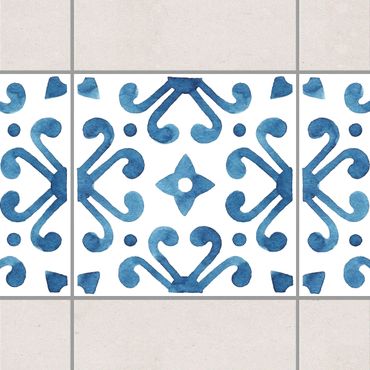 Bordo adesivo per piastrelle - Pattern Blue White Series No.7 10cm x 10cm