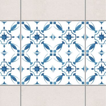 Bordo adesivo per piastrelle - Blue White Pattern Series No.1 15cm x 15cm