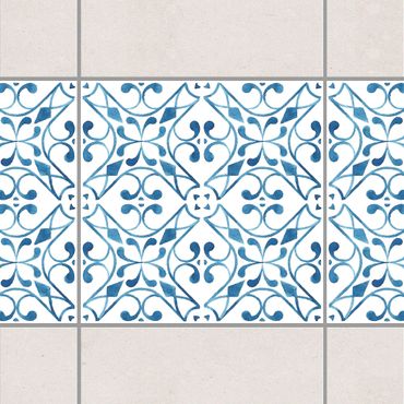 Bordo adesivo per piastrelle - Blue White Pattern Series No.3 15cm x 15cm