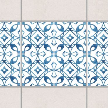 Bordo adesivo per piastrelle - Blue White Pattern Series No.8 15cm x 15cm