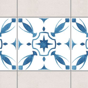 Bordo adesivo per piastrelle - Pattern Blue White Series No.1 15cm x 15cm