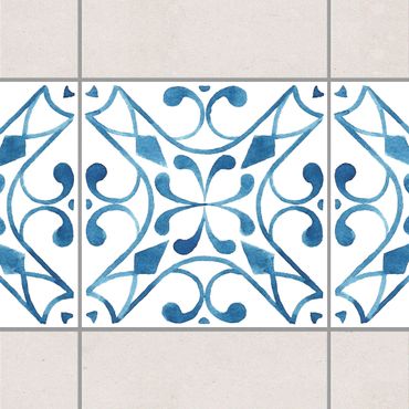 Bordo adesivo per piastrelle - Pattern Blue White Series No.3 15cm x 15cm