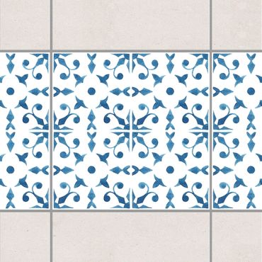 Bordo adesivo per piastrelle - Blue White Pattern Series No.6 20cm x 20cm