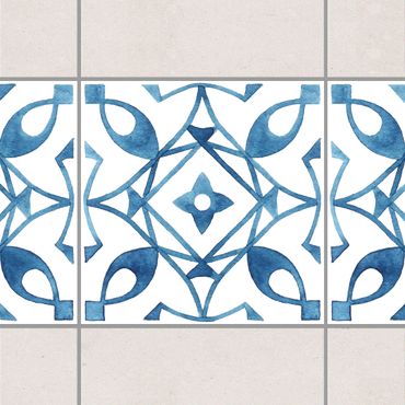 Bordo adesivo per piastrelle - Pattern Blue White Series No.8 20cm x 20cm