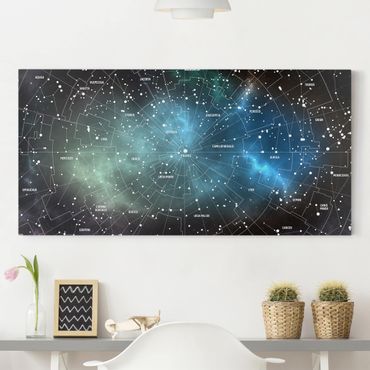 Stampa su tela - Constellations map Galaxy fog - Orizzontale 2:1