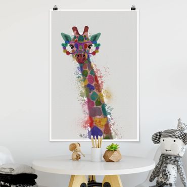 Poster - Arcobaleno Splash Giraffe - Verticale 3:2