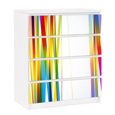 Carta adesiva per mobili IKEA - Malm Cassettiera 4xCassetti - Rainbow Stribes