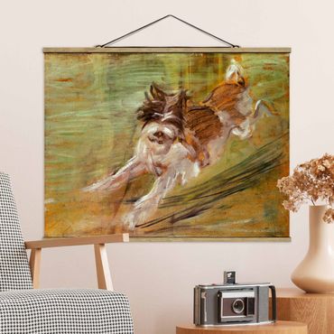 Foto su tessuto da parete con bastone - Franz Marc - Il salto del cane - Orizzontale 3:4