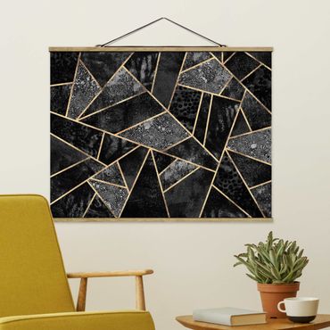 Foto su tessuto da parete con bastone - Elisabeth Fredriksson - Grigio Triangoli d'oro - Orizzontale 3:4