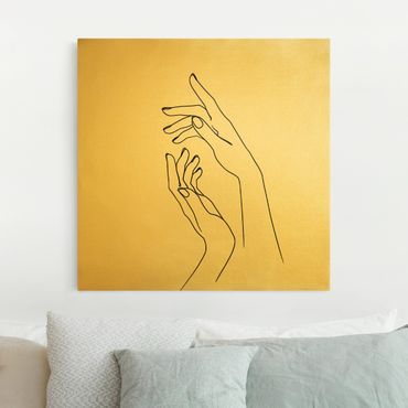 Quadro su tela oro - Line Art mani