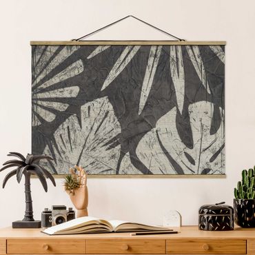 Foto su tessuto da parete con bastone - Foglie di palma In grigio scuro - Orizzontale 2:3