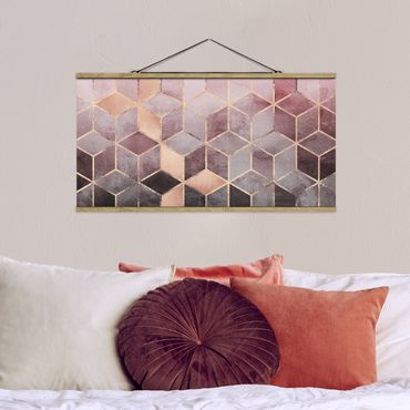 Foto su tessuto da parete con bastone - Elisabeth Fredriksson - Rosa Grigio d'oro Geometria - Orizzontale 1:2