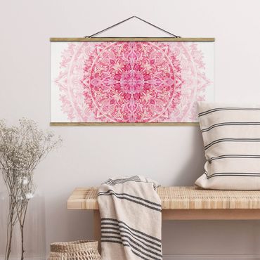 Foto su tessuto da parete con bastone - Mandala Acquerello Ornamento Rosa - Orizzontale 1:2