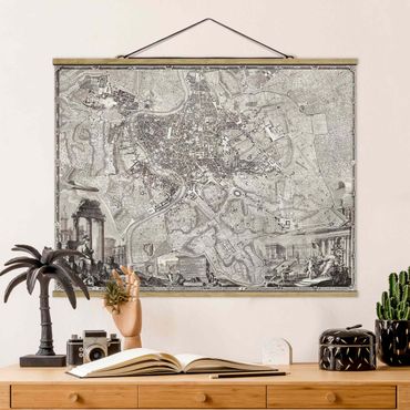 Foto su tessuto da parete con bastone - Vintage Mappa Roma - Orizzontale 3:4