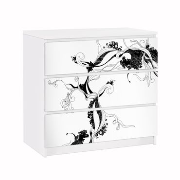 Carta adesiva per mobili IKEA - Malm Cassettiera 3xCassetti - Tendril in ink
