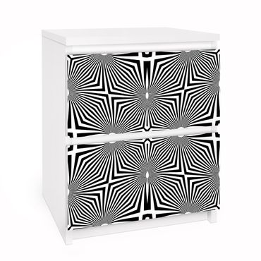 Carta adesiva per mobili IKEA - Malm Cassettiera 2xCassetti - Abstract ornament black and white
