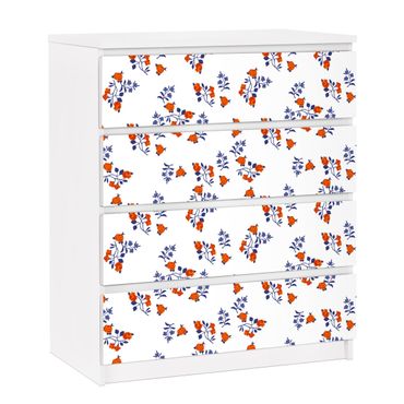 Carta adesiva per mobili IKEA - Malm Cassettiera 4xCassetti - Mille Fleurs Design Pattern