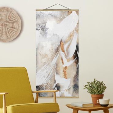 Quadro su tessuto con stecche per poster - Elisabeth Fredriksson - Oro pittura astratta inverno - Verticale 2:1