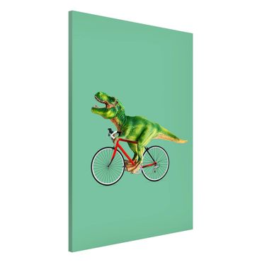 Lavagna magnetica - Dinosauro con la bicicletta - Formato verticale 2:3