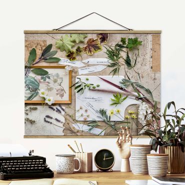 Foto su tessuto da parete con bastone - Fiori E Garden Erbe Vintage - Orizzontale 3:4
