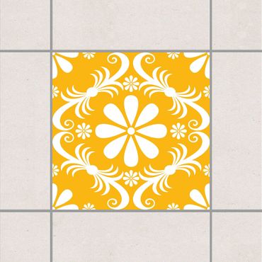 Adesivo per piastrelle - Floral Melon Yellow 25cm x 20cm