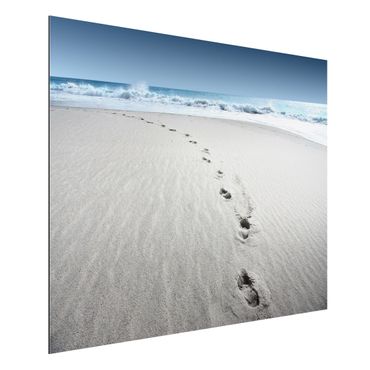 Quadro in alluminio - Footprints in the Sand