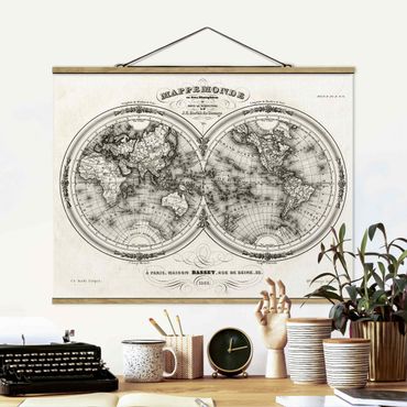 Foto su tessuto da parete con bastone - Mappa del mondo - Mappa francese del Cap del 1848 - Orizzontale 3:4