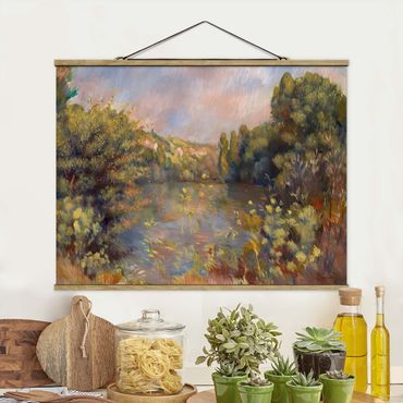 Foto su tessuto da parete con bastone - Auguste Renoir - paesaggio con lago - Orizzontale 3:4