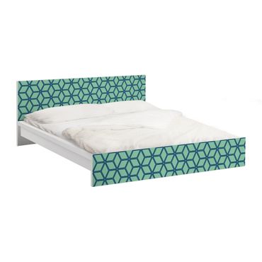 Carta adesiva per mobili IKEA - Malm Letto basso 180x200cm Cube pattern green