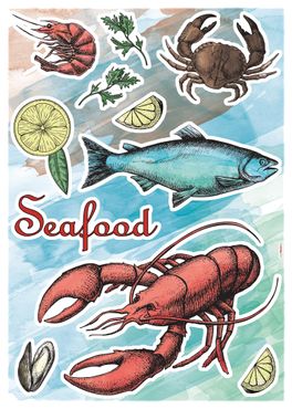 Adesivo murale per bambini - Seafood