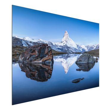 Stampa su alluminio - Lago Stellisee di fronte al Monte Cervino