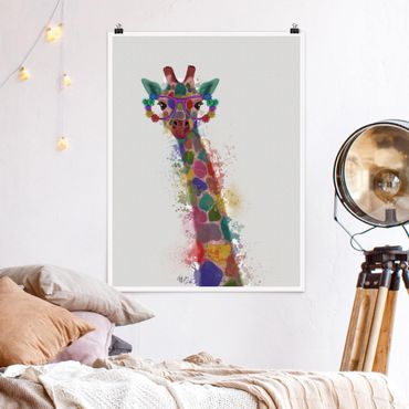 Poster - Arcobaleno Splash Giraffe - Verticale 4:3