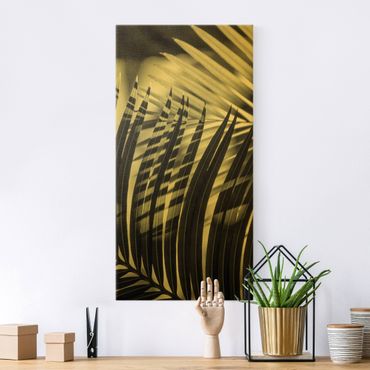 Quadro su tela oro - Giochi di ombre su ramo di palma