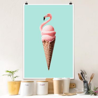 Poster - Jonas Loose - Ghiaccio Con Flamingo - Verticale 3:2