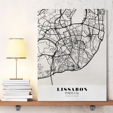 Stampa su tela - Lisbon City Map - Classic - Verticale 3:4