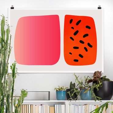 Poster - Forme astratte - melone e rosa - Orizzontale 2:3