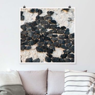 Poster - Muro con pietre nere - Quadrato 1:1