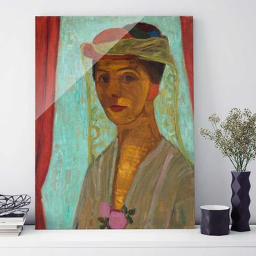 Quadro in vetro - Paula Modersohn-Becker - Self-Portrait with a Hat and Veil - Verticale 3:4