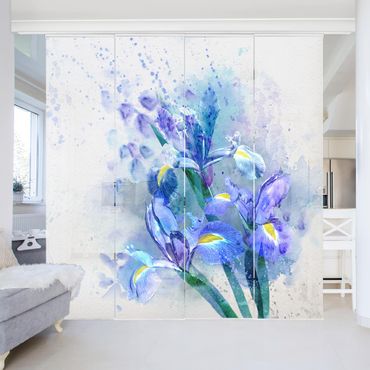 Tende scorrevoli set - Watercolour Flowers Iris