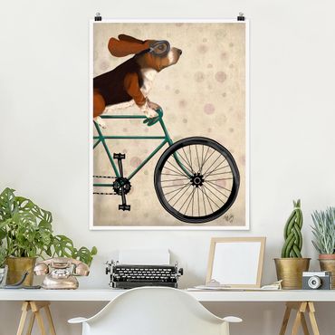 Poster - In bicicletta - Basset On Bike - Verticale 4:3