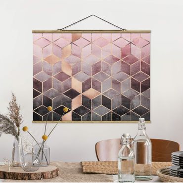 Foto su tessuto da parete con bastone - Elisabeth Fredriksson - Rosa Grigio d'oro Geometria - Orizzontale 3:4