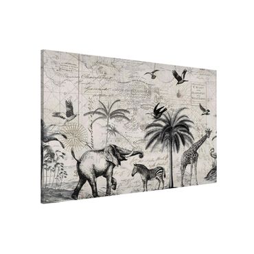 Lavagna magnetica - Vintage Collage - Exotic Mappa - Formato orizzontale 3:2