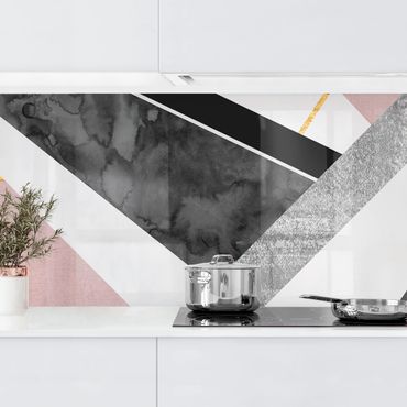 Rivestimenti cucina - Bianco e Nero con Geometria oro