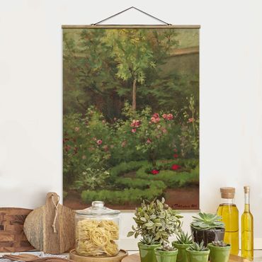 Foto su tessuto da parete con bastone - Camille Pissarro - A Rose Garden - Verticale 4:3