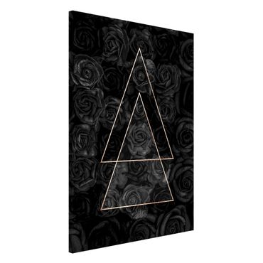 Lavagna magnetica - Black Roses con Golden Triangoli - Formato verticale 2:3