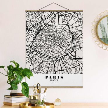 Foto su tessuto da parete con bastone - Mappa Paris - Classic - Verticale 4:3