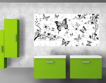 Adesivo per piastrelle - Flowers and Butterflies